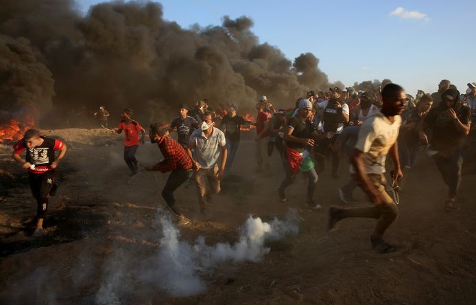 Demonstranten in Gaza op vrijdag 14 september.