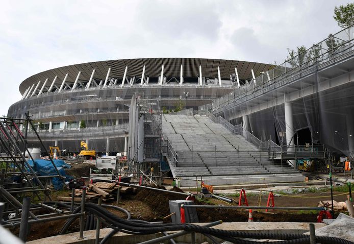 De opbouw van het New National Stadium, dat klaar moet zijn in november 2019.