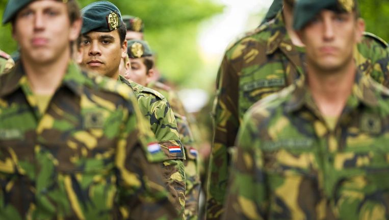 Defensiepersoneel op de Koekamp in Den Haag bij de manifestatie afgelopen donderdag. Beeld anp