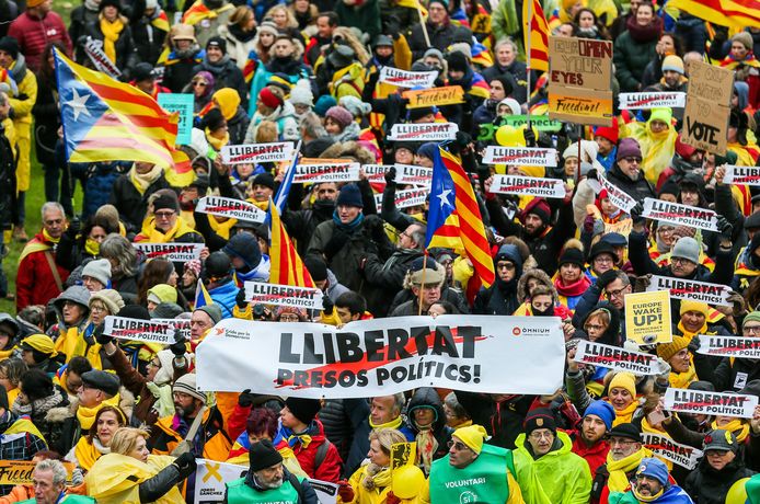 In Catalonië wordt regelmatig geprotesteerd tegen de opsluiting van de politieke gevangenen.