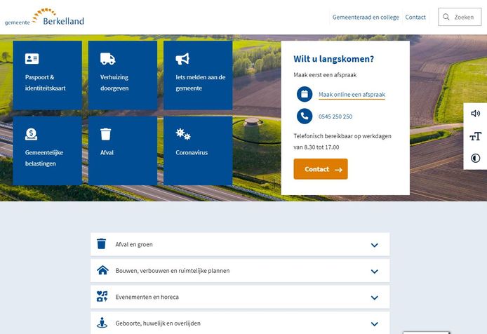 De nieuwe website van de gemeente Berkelland.