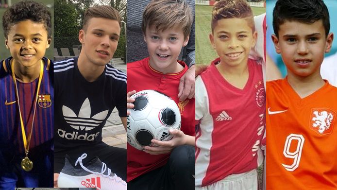 Vlnr: Shane Kluivert, Sydney van Hooijdonk, Junior Poortvliet, Gabriel Reiziger en Shaqueel van Persie.
