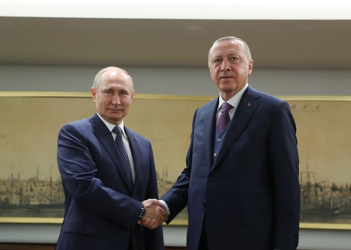 Russisch president Vladimir Putin en zijn Turkse collega Recep Tayyip Erdogan