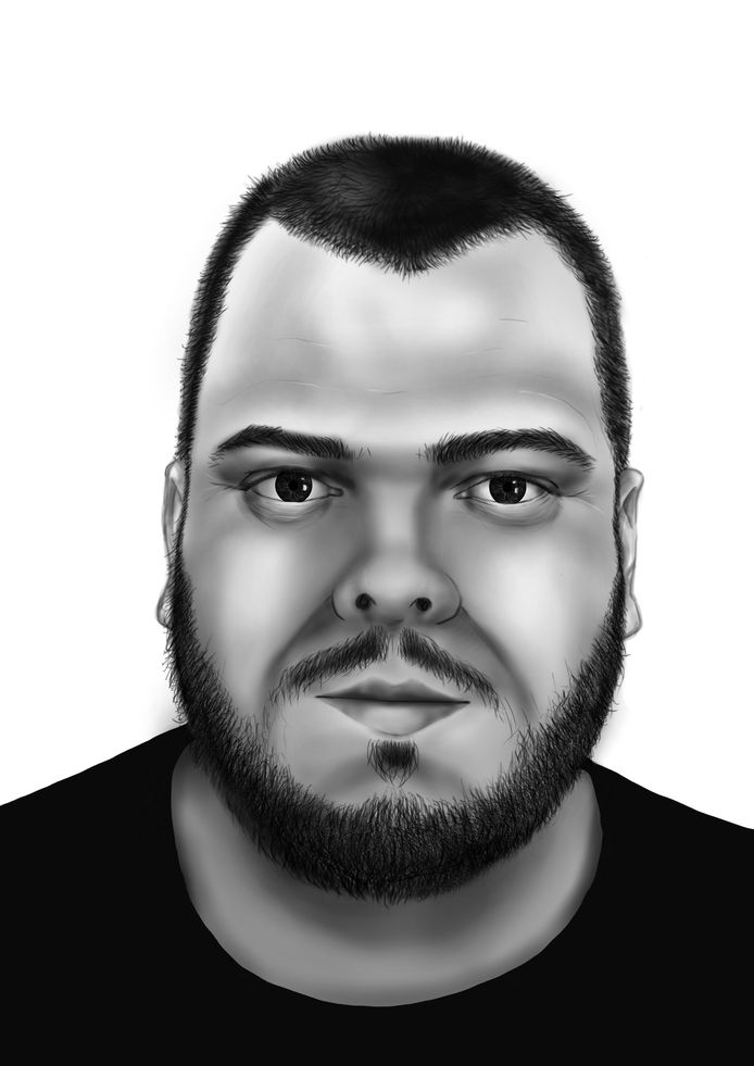 En compositietekening van Jos Leijdekkers, alias ‘Bolle Jos’, die de Nederlandse opsporingsdiensten