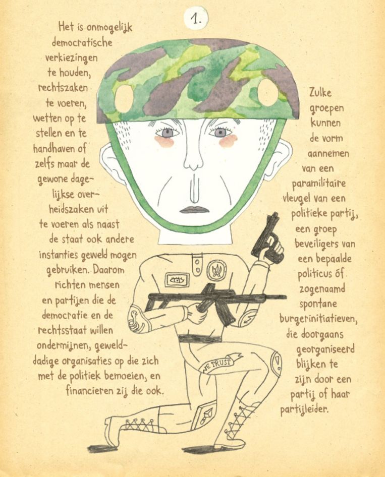 Een illustratie van Nora Krug bij het boek 'Over tirannie' van historicus Timothy Snyder.  Beeld Nora Krug 