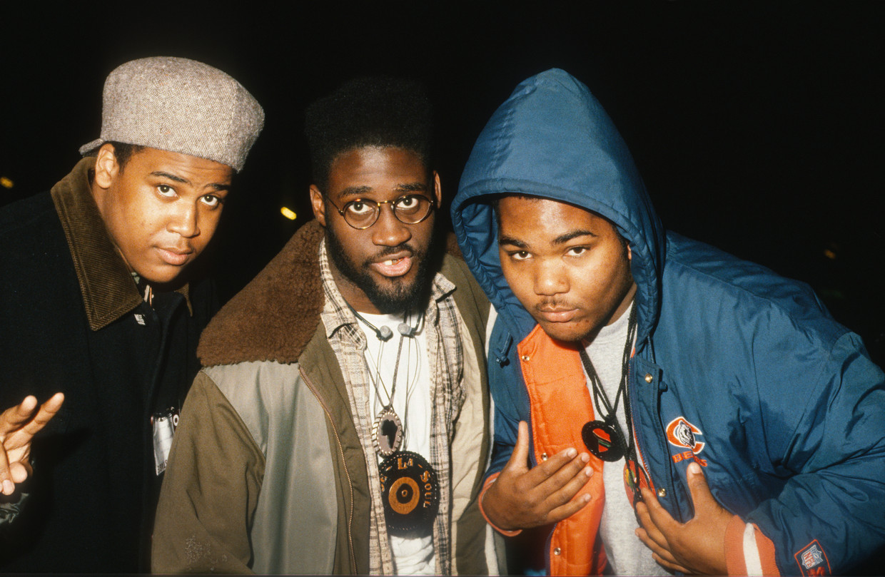 Kelvin Mercer, David Jude Jolicoeur en Vincent Mason van De La Soul in 1989. Beeld Getty Images