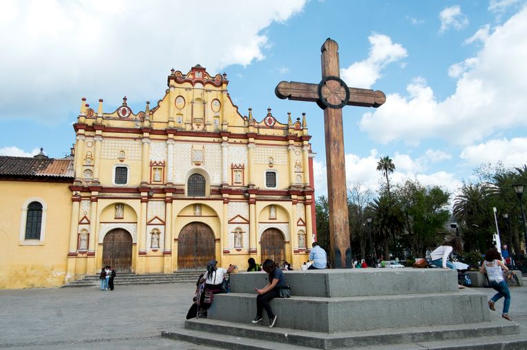 Kathedraal in San Cristobal de las Casas, Chiapas, Mexico. Beeld Corbis via Getty Images