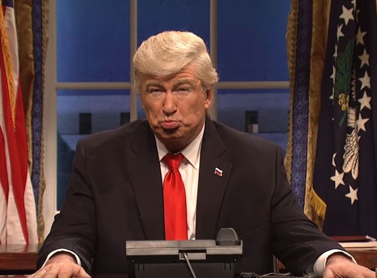 Alec Baldwin als president Trump in 'Saturday Night Live'. Beeld Saturday Night Live