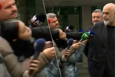 KIJK. Albanese premier geeft journaliste die vraag wil stellen duw in het gezicht