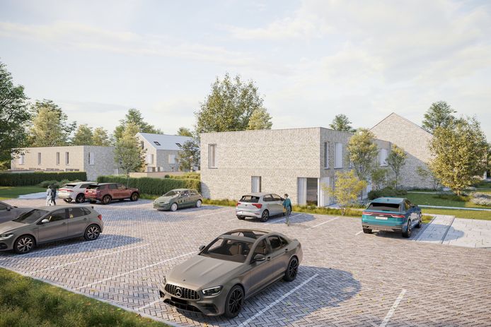 De auto's komen allemaal op één plaats om het op de site zo rustig mogelijk te houden.