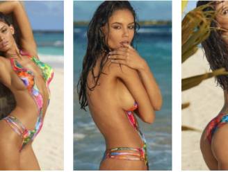 Als kind was ze een echte 'tomboy', nu duikt ze voor stomende fotoshoot de zee in met enkel likje verf