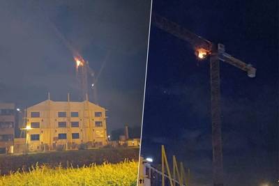 Cabin on tower crane catches fire on Mechelen construction site: “Fire was at a height of about 40 meters”