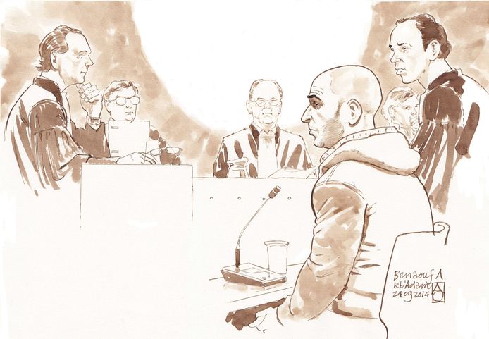 Benaouf A. tijdens zijn rechtszaak in 2014.