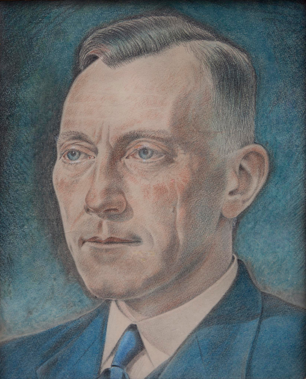 Trouw-verspreider Willem Santema, getekend door mede-gevangene Andries Gort in Kamp Haaren.

