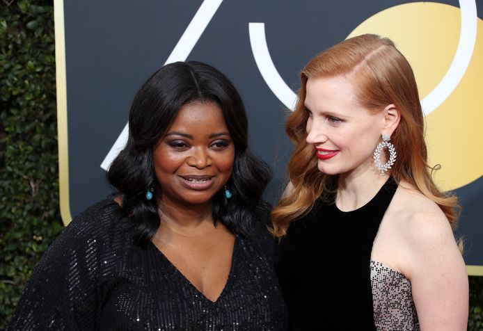 Octavia Spencer (L) en Jessica Chastain (R)