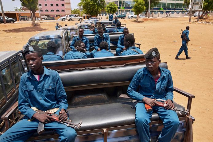 Gewapende politieagenten in Juba.