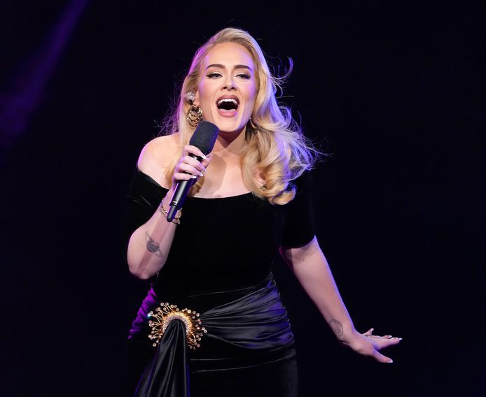 Adele tijdens een van haar shows in The Colosseum in Caesars Palace in Las Vegas.
