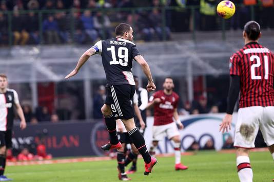 Match tussen AC Milaan en Juventus FC op 13 februari 2020. 