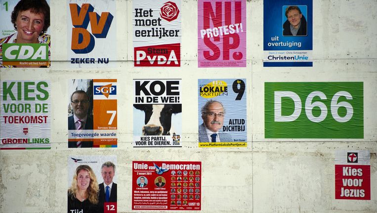 Verkiezingsaffiche voor de Provinciale Statenverkiezingen van vorig jaar. Beeld ANP