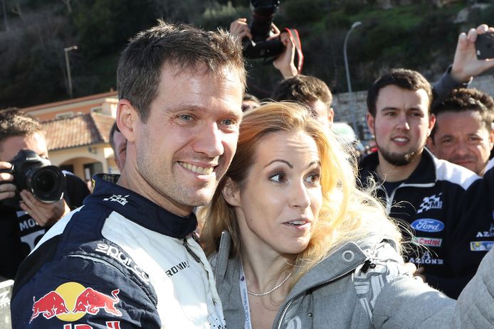 Sebastien Ogier met zijn vrouw, de Duitse tv-presentatrice Andrea Kaiser.