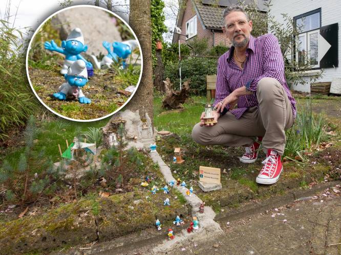 Welkom in smurfenland: Mark heeft een tuin vol blauwe figuurtjes en dat maakt iedereen vrolijk