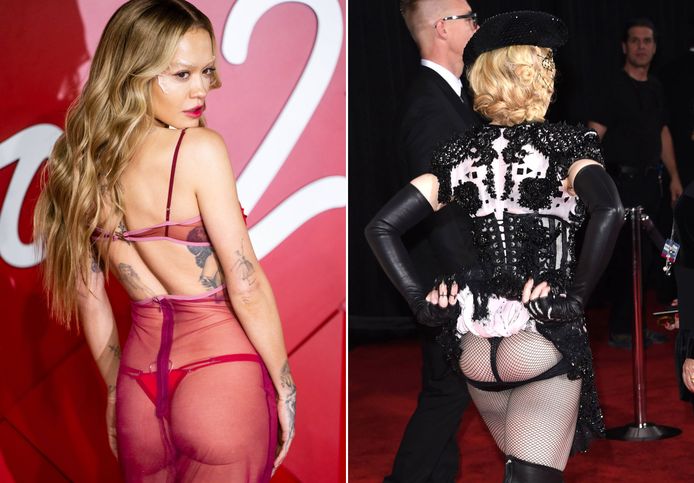 Rita Ora (links) en Madonna (rechts).