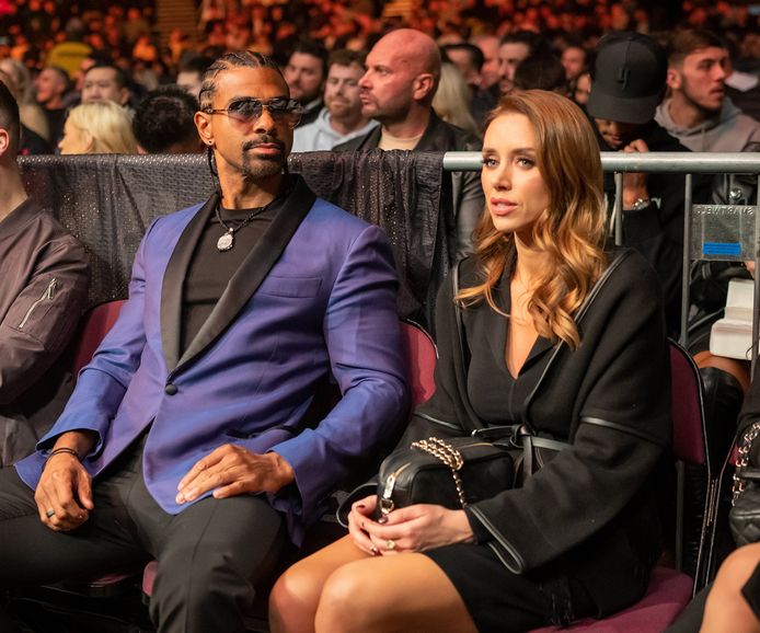 David Haye en Una Healy eind januari tijdens een boksevent.