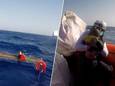 Des images choquantes montrent un bébé sauvé d'un bateau coulé en mer Méditerranée.
