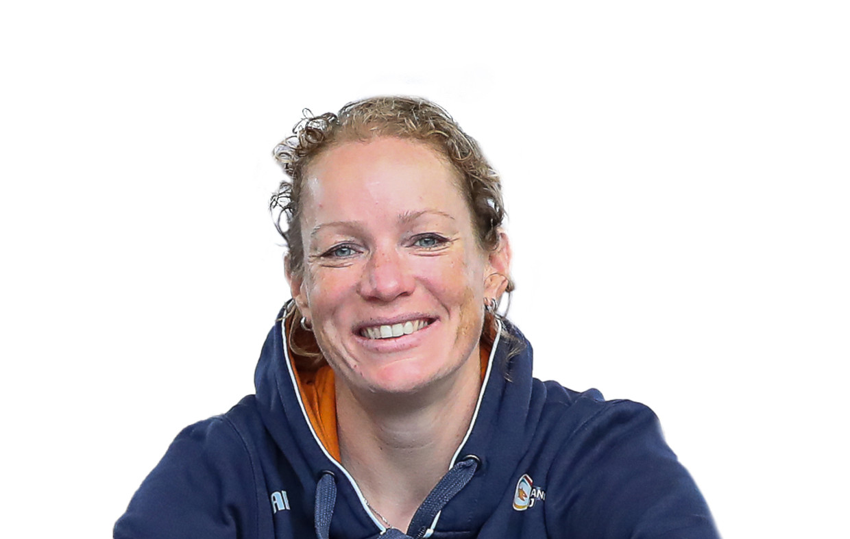 Kirsten Wild tijdens haar gesprek met de media, in aanloop naar het WK in Berlijn. Beeld BSR Agency