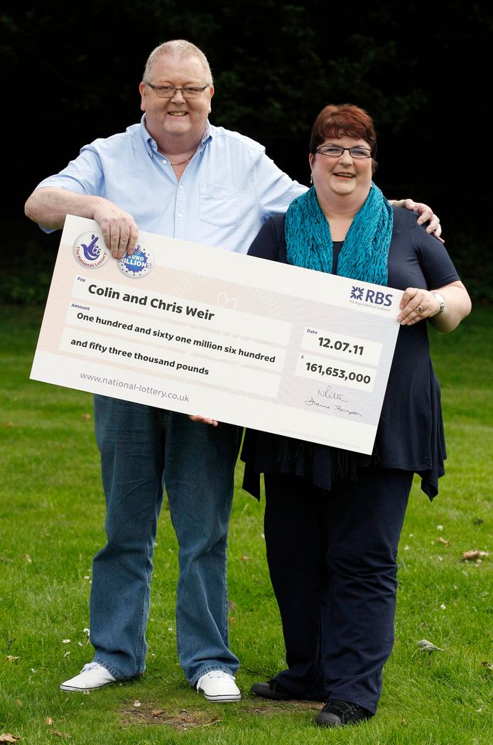 Het echtpaar Weir won de jackpot van maar liefst 161.653.000 Britse pond of ruim 176 miljoen euro.