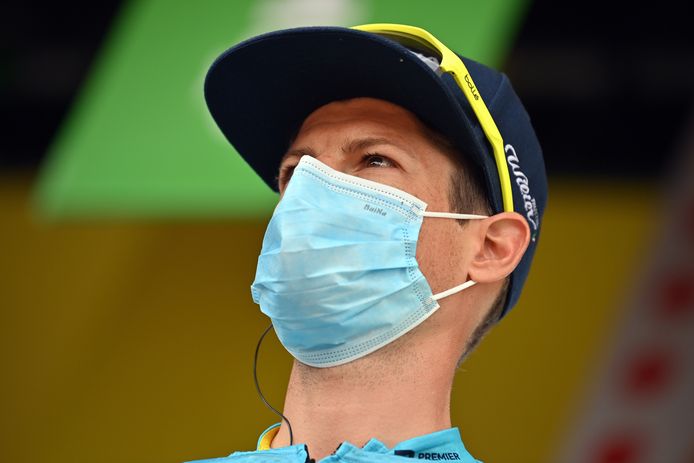 Jakob Fuglsang voor de tweede etappe van de Tour de France.