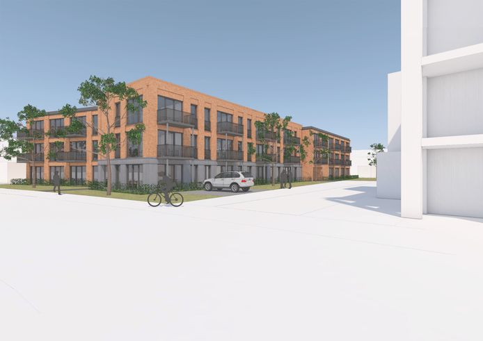 Impressie van het nieuwbouwplan voor de hoek Torenstraat - Anna van Eekerenstraat in Helmond. Hier zat eerder autobandenbedrijf Euromaster.