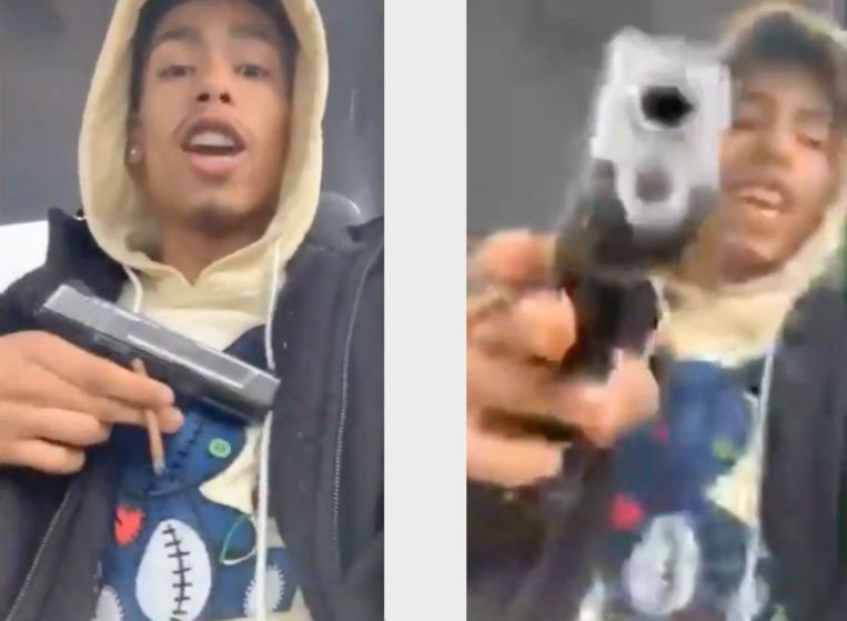 Beelden uit een video van onbekende datum waarin Daunte Wright met een wapen poseerde. Beeld Twitter