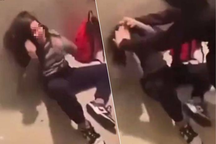 In de schokkende video is te zien hoe het 13-jarige slachtoffer in elkaar wordt geslagen.