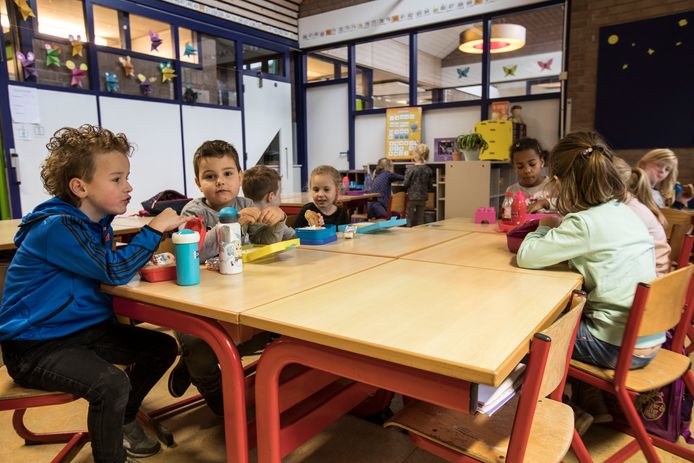 Kinderen van basisschool Talentrijk in Helmond tijdens de middagpauze.