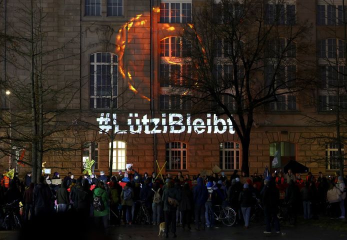 Beeld van woensdag in de Duitse hoofdstad Berlijn. Daar werd een protest gehouden tegen de ontruiming van Lützerath.