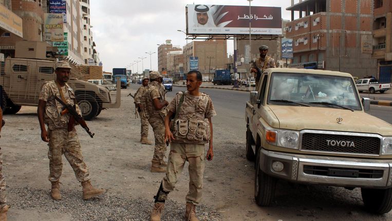 Jemenitische soldaten eerder op patrouille in Aden. Beeld epa