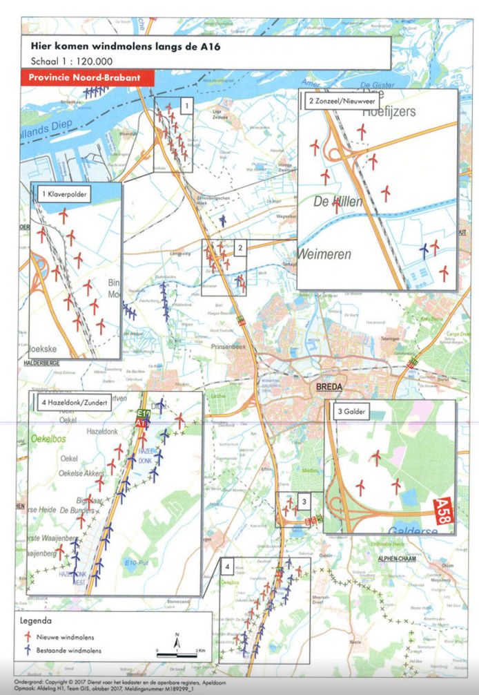 Hier komen de windmolens langs de A16.