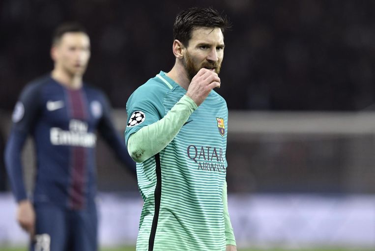 Een gedesillusioneerde Lionel Messi, vedette van FC Barcelona. Beeld afp