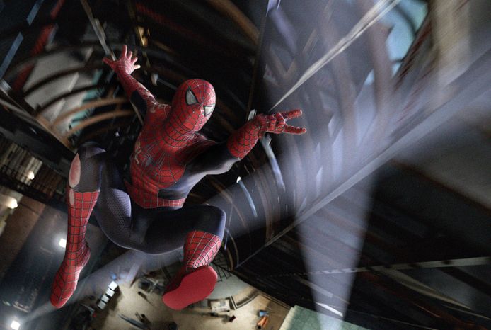 Een beeld uit een Spider-man-film.