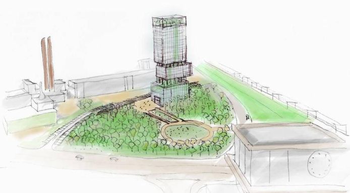 Plan met 'groene' toren, 88 Architect.