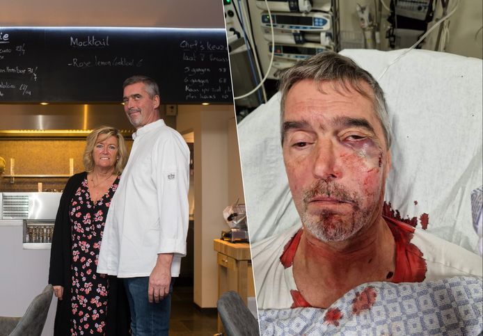 Ivan Peeters van restaurant 'Mijn Suggestie' in Hoevenen kreeg een messteek in zijn gezicht na een vechtpartij met een dief.