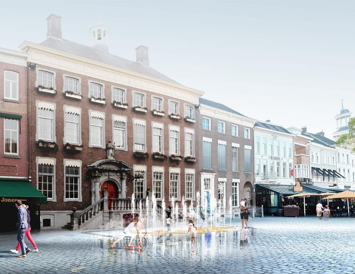 Op de Grote Markt van Breda komt een fontein voor het stadhuis.