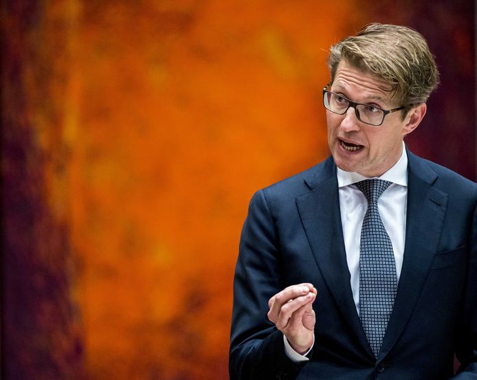 Minister Sander Dekker voor Rechtsbescherming (VVD) in de Tweede Kamer