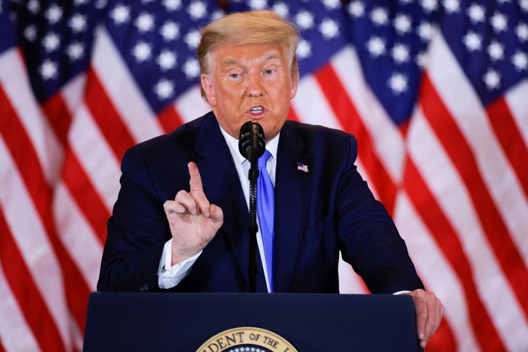 President Trump riep woensdagnacht de overwinning uit, nog voordat alle stemmen zijn geteld.  Beeld Reuters