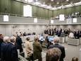 De Eerste Kamer bijeen in de (tijdelijke) plenaire zaal in Den Haag.