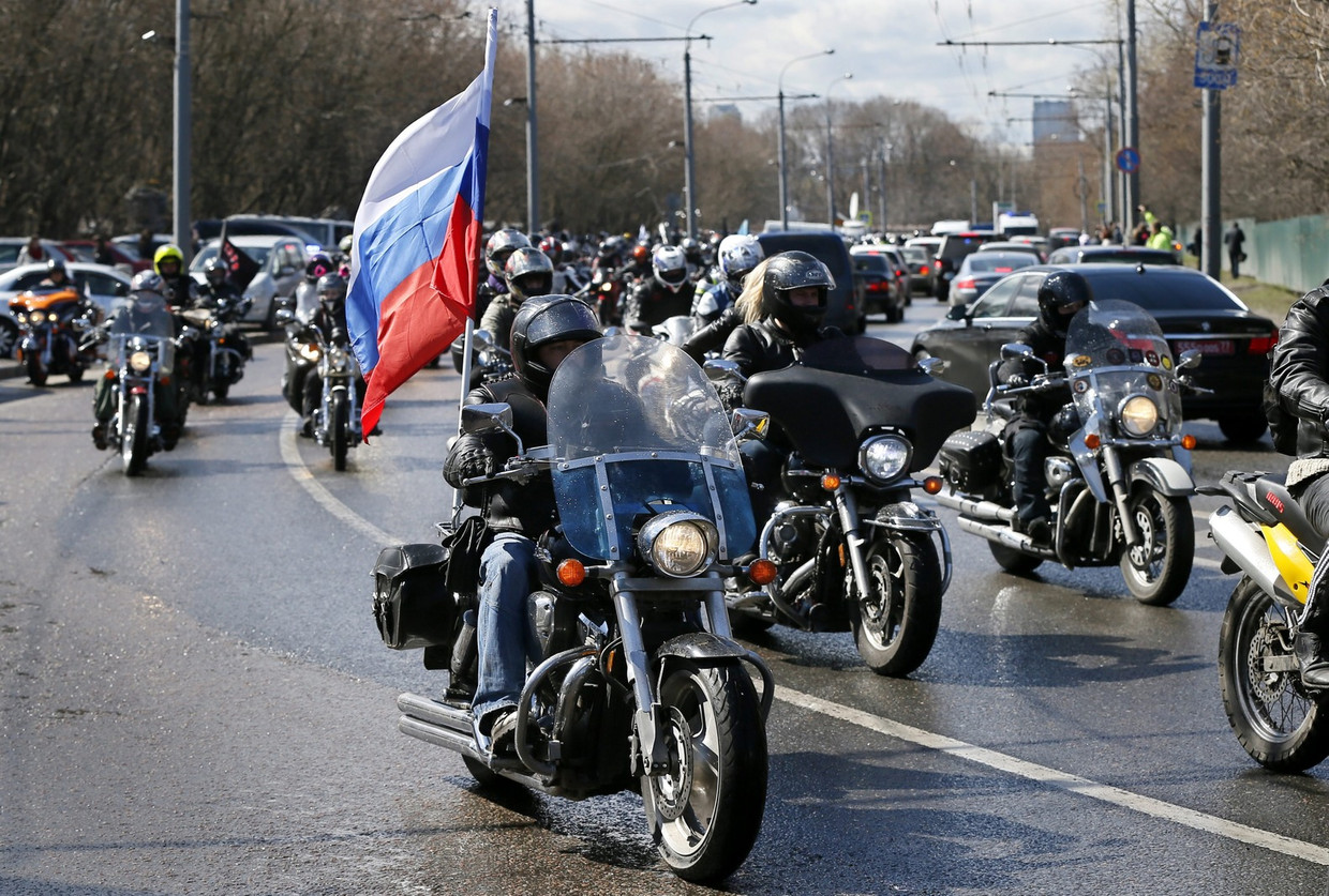Leden van de Russische motorclub de Nachtwolven. Beeld epa