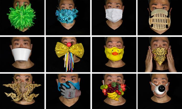 Deze kostuumontwerper uit Hong Kong is alvast creatief met mondmaskers.