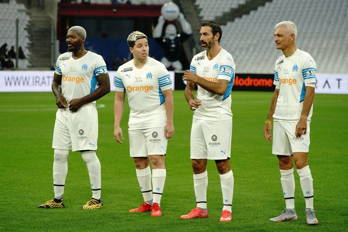 Vlnr. Djibril Cisse (OM Legends) - Samir Nasri (OM Legends) - Robert Pires (OM Legends) - Fabrizio Ravanelli (OM Legends)