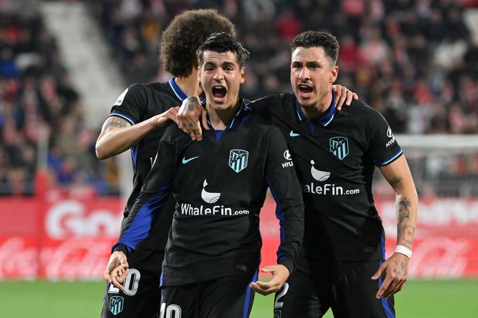 Alvaro Morata is de gevierde man na zijn late goal voor Atlético Madrid.